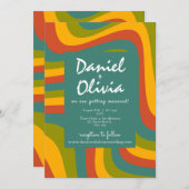 70's Groovy met foto / QR bruiloft uitnodiging (Voorkant / Achterkant)