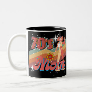 70's Groovy Moeder Retro Funky Tweekleurige Koffiemok