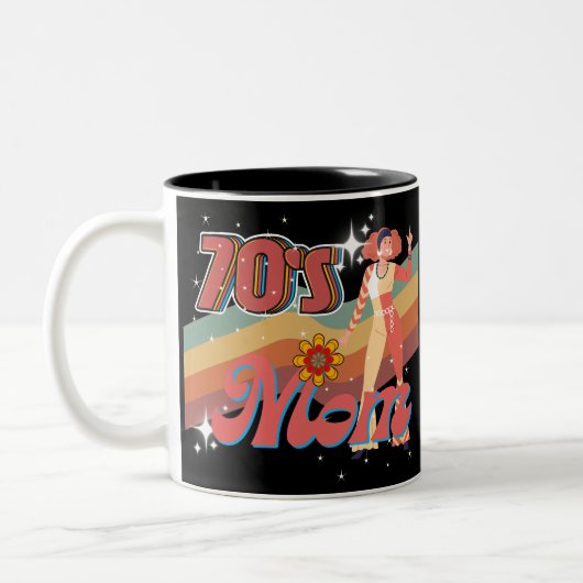 70's Groovy Moeder Retro Funky Tweekleurige Koffiemok (Links)