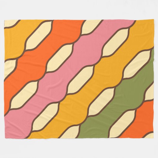 70s Groovy Retro Kleurrijk Patroon Fleece Deken (Voorkant (Horizontaal))