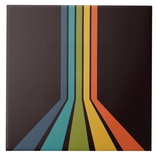 70s Groovy Retro Kleurrijk Patroon Tegeltje (Voorkant)