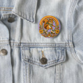 70s Groovy Roller Skating Eekhoorn Ronde Button 5,7 Cm (In situ)