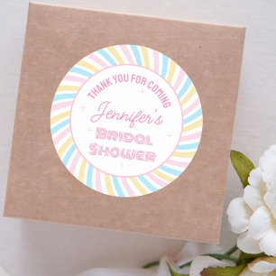 70s Groovy Roze Bruiloftsborrel Bedankt Voor Je Ko Ronde Sticker