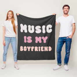 70s Groovy Typography - Muziek is mijn vriend Fleece Deken