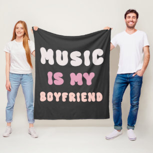 70s Groovy Typography - Muziek is mijn vriend Fleece Deken