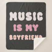 70s Groovy Typography - Muziek is mijn vriend Sherpa Deken (Voorkant)