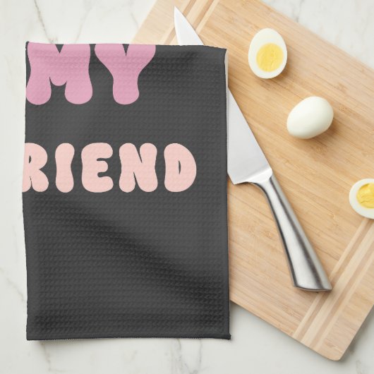 70s Groovy Typography - Muziek is mijn vriend Theedoek (Quarter Fold)