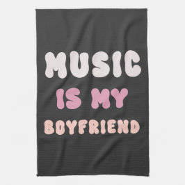 70s Groovy Typography - Muziek is mijn vriend Theedoek
