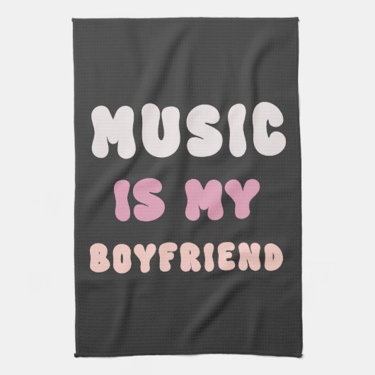 70s Groovy Typography - Muziek is mijn vriend Theedoek (Verticaal)