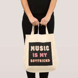 70s Groovy Typography - Muziek is mijn vriend Tote Bag