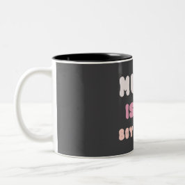 70s Groovy Typography - Muziek is mijn vriend Tweekleurige Koffiemok