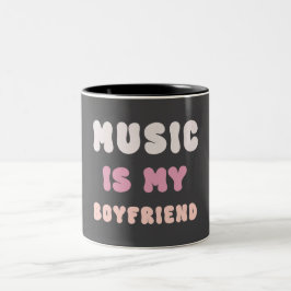 70s Groovy Typography - Muziek is mijn vriend Tweekleurige Koffiemok