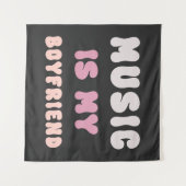 70s Groovy Typography - Muziek is mijn vriend Wandkleed (Voorkant (horizontaal))