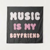 70s Groovy Typography - Muziek is mijn vriend Wandkleed (Voorkant)