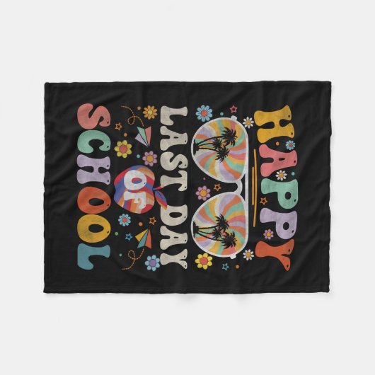 70s Happy Laatste Dag van School Groovy Leraar Jon Fleece Deken (Voorkant (Horizontaal))