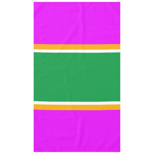 70s Helder Groen Roze Geel Wit Racing Stripes Tafelkleed (Voorkant)
