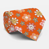 70s Hippie Bloem Patroon Retro Stropdas (Opgerold)