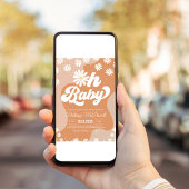 70's Hippie Boho Retro Groovy Baby shower Kaart