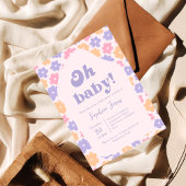 70s Hippie Floral Gingham Baby shower uitnodiging