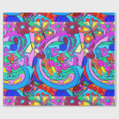 70's hippie peace and love wrapping paper cadeaupapier (Vlak)