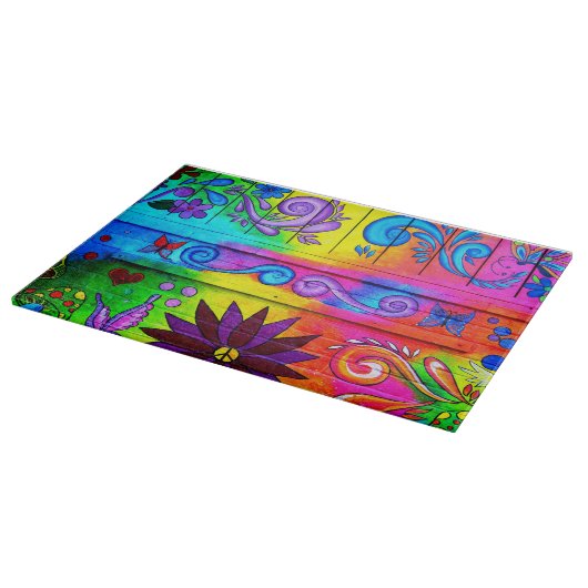 70's hippie psychedelic placemats snijplank (Hoek)