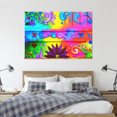 70's hippie psychedelische muurschildering verpakt canvas afdruk (Insitu (Slaapkamer))