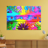 70's hippie psychedelische muurschildering verpakt canvas afdruk (Insitu (Woonkamer))