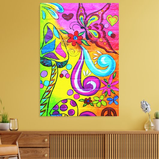 70's hippie psychedelische vlinder canvas (Insitu (Woonkamer))