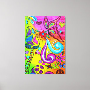 70's hippie psychedelische vlinder canvas afdruk