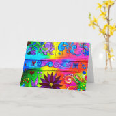 70's hippie psychedelische wenskaart kaart (Gele Bloem)