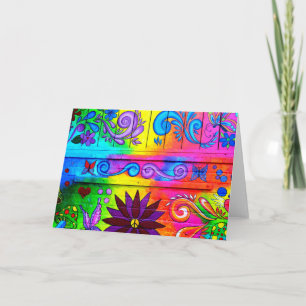 70's hippie psychedelische wenskaart kaart