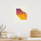 70s Inspirerend Quote Retro Blue Red Yellow Pop Poster (Keuken)