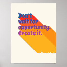 70s Inspirerend Quote Retro Blue Red Yellow Pop Poster