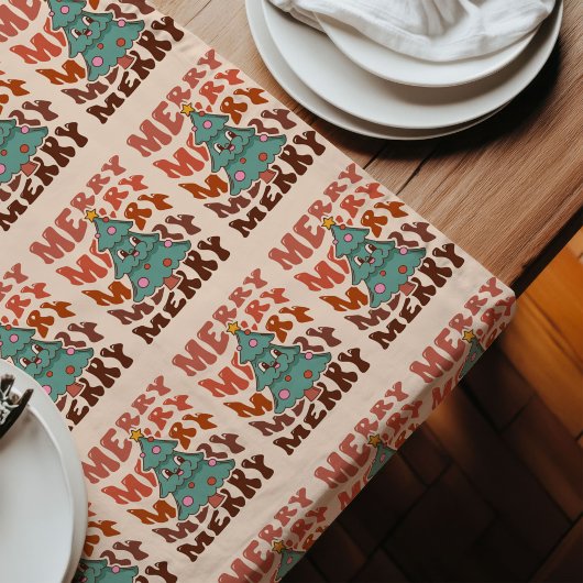 70s Kerst Runner Vrede Liefde Pastel Decor Lange Tafelloper