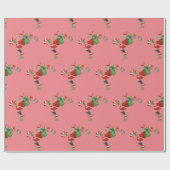 70s kerstkerstman Vintage Retro roze Cadeaupapier (Vlak)