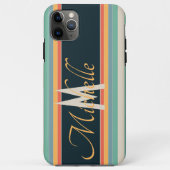 70s  kleurrijk Stripe monogram initiaal Case-Mate iPhone Case (Achterkant)