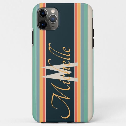 70s  kleurrijk Stripe monogram initiaal Case-Mate iPhone Case (Achterkant)
