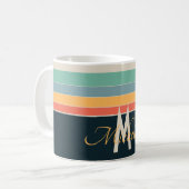 70s kleurrijk Stripes-script monogram Koffiemok (Voorkant links)