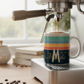 70s kleurrijk Stripes-script monogram Koffiemok