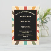 70s Kleurrijke Retro Nostalgie Bruiloft uitnodigin Kaart (Staand voorkant)