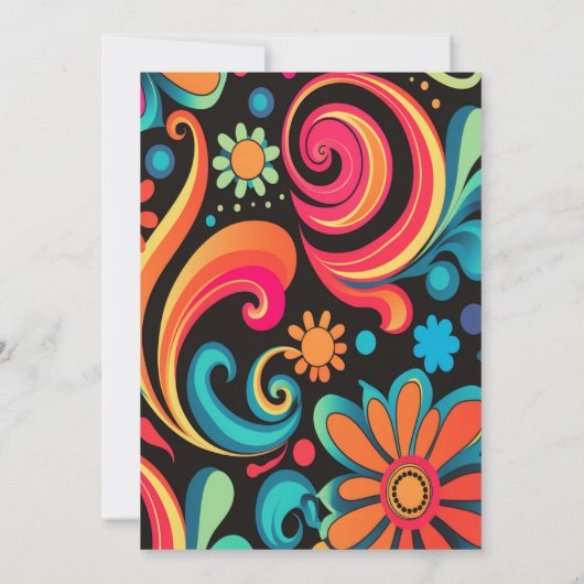 70's levendige stijl save the date (Achterkant)