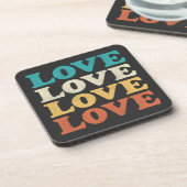 70s Liefde Retro Distressed Repeat Type Bier Onderzetter (Linkerzijde)