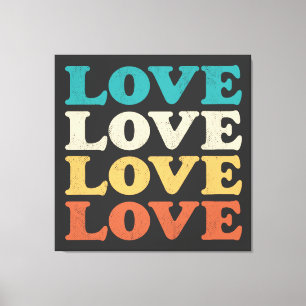 70s Liefde Retro Distressed Repeat Type Canvas Afdruk