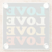70s Liefde Retro Distressed Repeat Type Glazen Onderzetter (Achterkant)