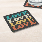 70s Liefde Retro Distressed Repeat Type Kartonnen Onderzetters (Schuin)