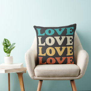 70s Liefde Retro Distressed Repeat Type Kussen
