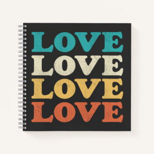 70s Liefde Retro Distressed Repeat Type Notitieboek