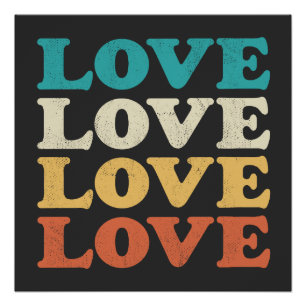 70s Liefde Retro Distressed Repeat Type Perfect Poster