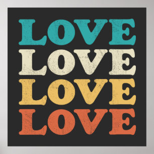 70s Liefde Retro Distressed Repeat Type Poster