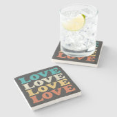 70s Liefde Retro Distressed Repeat Type Stenen Onderzetter (Zijkant)